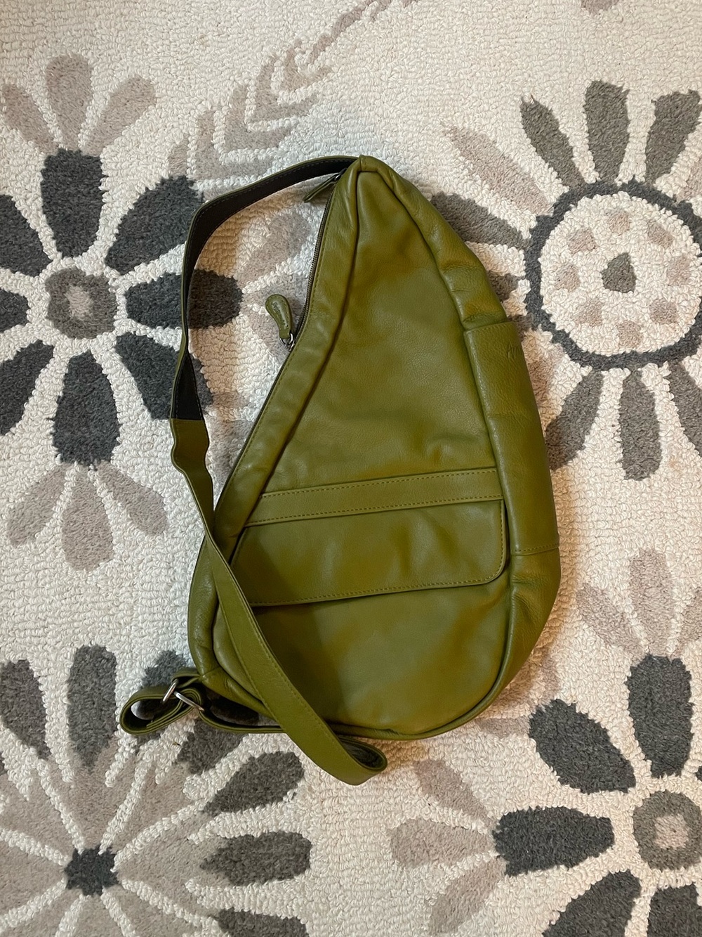Olive Green Leather Ameribag sling backpack